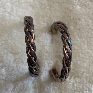 Sterling silver twisted hoop earrings